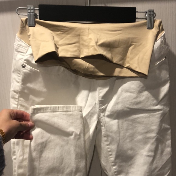 Maternity NWT band Maternity White Jeans Size 6 / 27 - Picture 3 of 7